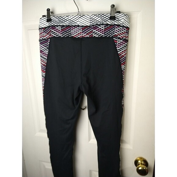 Free2be Black Breathable Leggings Side Multi Color Stripes. Size L - Picture 12 of 13